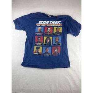 Star Trek The Next Generation Crew Graphic T-Shirt Navy Blue Mens Large L TNG